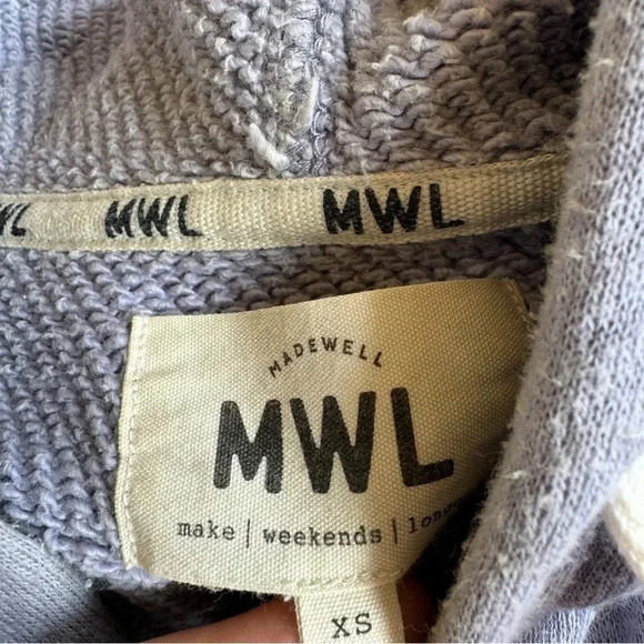 Madewell MWL AiryTerry Cocoon Hoodie Sweatshirt Zip Up Shorts Set Purple XS - Picture 10 of 14